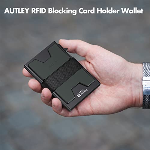 Slim Card Holder, Minimalist Pop Up Wallet for Men | RFID Blocking, Cash Band, 12+ Cards Storage (Black)