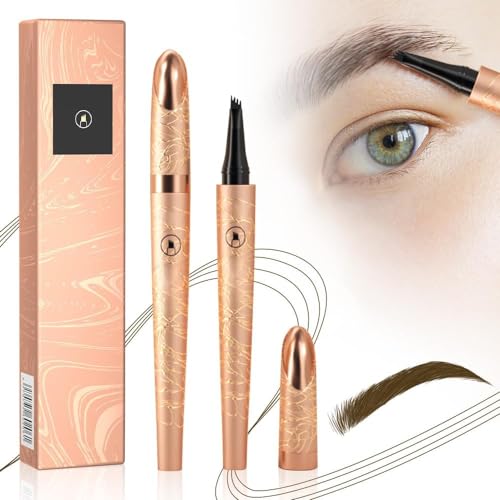 2024 New Magic Eyebrow Pencil, 3D Waterproof Microblading Eyebrow Tattoo Pencil, 4 Fork Tip Tattoo Pencil Creates Natural Looking Brows (02# Dark Brown)