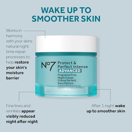 No7 Protect & Perfect Intense Advanced Anti Aging Skincare System - Day Cream with SPF 30 - Hydrating Shea Butter Night Cream - Rice Protein & Hyaluronic Acid Face Serum - Anti Aging (3 Piece Kit)