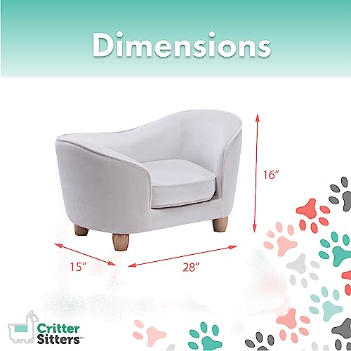 Critter Sitters 28-In. Faux-Velvet White Oval Dog Bed for Small-Sized Dogs and Cats, Stylish and Modern Dog Sofa, Comfortable and Easy to Clean Pet Sofa, Cushioned Small Dog Bed