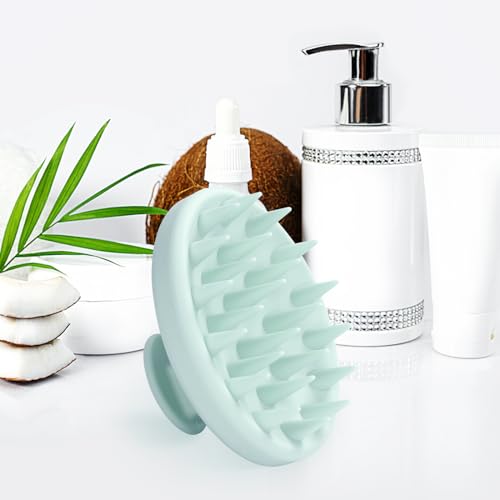 Silicone Scalp Massager, Scalp Scrubber for Hair Growth with Soft Bristles, Scalp Exfoliator Brush Dandruff Removal Shampoo Brush for Wet Dry Scalp Care (Mint Green)