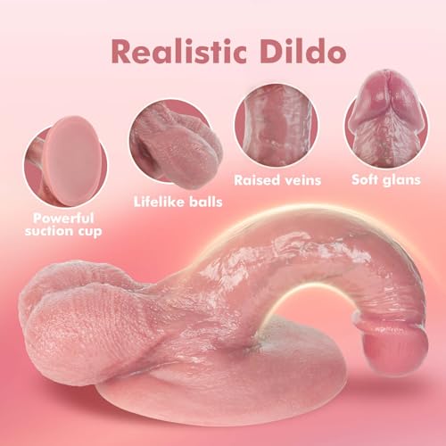 Realistic Dildo Adult Sex Toys - UTIMI 7.1 Inch Silicone Penis for Men Women Female Beginners Body Safe Material Dildos with Strong Suction Cup for Vaginal G-spot and Anal Play