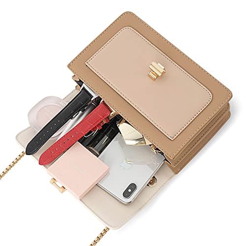 Color-Block Crossbody Bags for Women Leather Cross Body Purses Cute Designer Handbags Shoulder Bag Medium Size