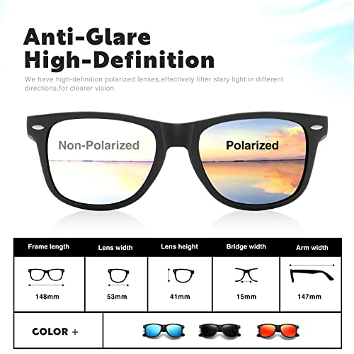 DEMIKOS Sunglasses Men Polarized Sunglasses for Womens Trendy Retro Mirror Lens for Driving Fishing UV400 Protection