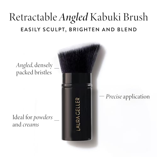 LAURA GELLER NEW YORK Retractable Black Kabuki Brush for Liquid, Cream and Powder Face Makeup With Aluminum Handle