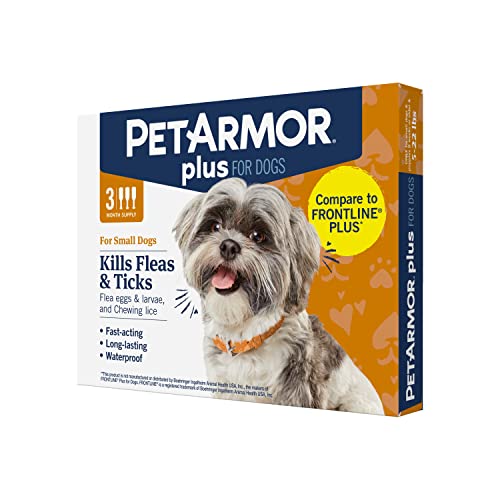 PetArmor Plus Flea and Tick Prevention for Dogs, Dog Flea and Tick Treatment, Waterproof Topical, Fast Acting, Small Dogs (5-22 lbs), 3 Doses (Pack of 1)