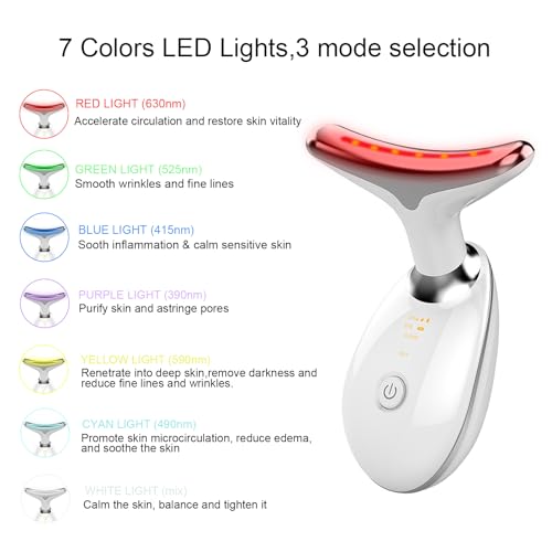 Face and Neck Massager，Multifunctional Facial Skin Care Tools,7 Color Led Face and Neck Beauty Device for Home Use