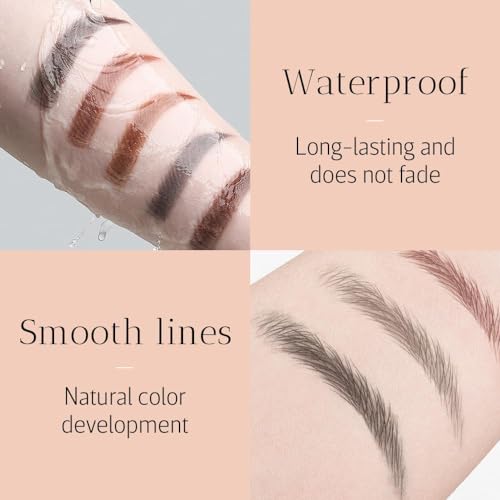 2024 New Magic Eyebrow Pencil, 3D Waterproof Microblading Eyebrow Tattoo Pencil, 4 Fork Tip Tattoo Pencil Creates Natural Looking Brows (02# Dark Brown)