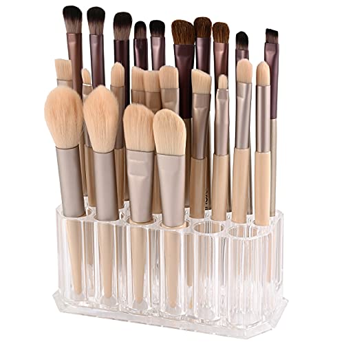 Acrylic Makeup Brush Holder Organizer, Clear Brushes Beauty Organizers and Cosmetic Display Storage Box for Vanity Desktop Bathroom Countertop