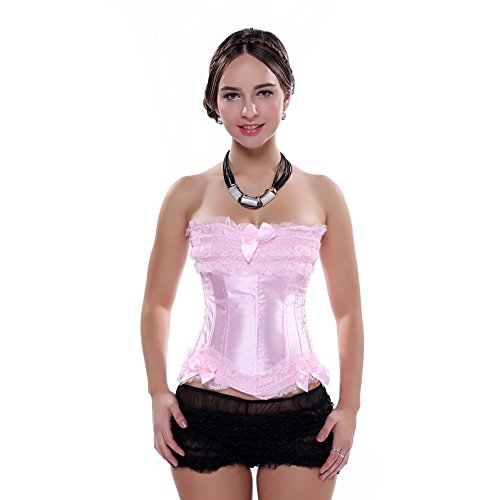 Women's Lace Up Boned Overbust Corset Bustier Lingerie Bodyshaper Top