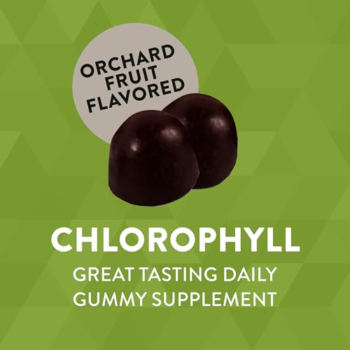 Nature's Way Chlorophyll Gummies, Internal Deodorant*, Supports Healthy Skin and Body Detox*, Orchard Fruit Flavored, 60 Gummies