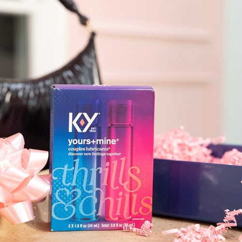 K-Y Yours + Mine Couples Personal Lube, Two Personal Lubricants, Water Based Lube for Women & Glycerin-Based Lube for Men, 2 x 1.5 FL OZ