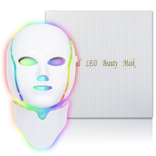 7 Colors LED Face Mask Light Therapy, Led Face Mask Light Therapy At Home, Blue Red Light Therapy Mask for Face