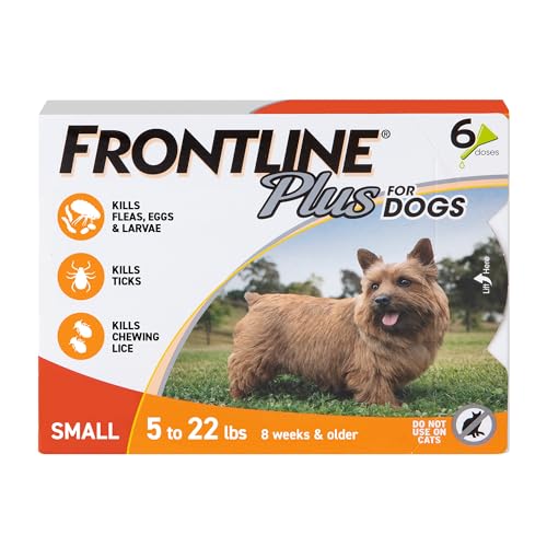 FRONTLINE Plus Flea and Tick Treatment for Small Dogs Upto 5 to 22 lbs., 6 Treatments