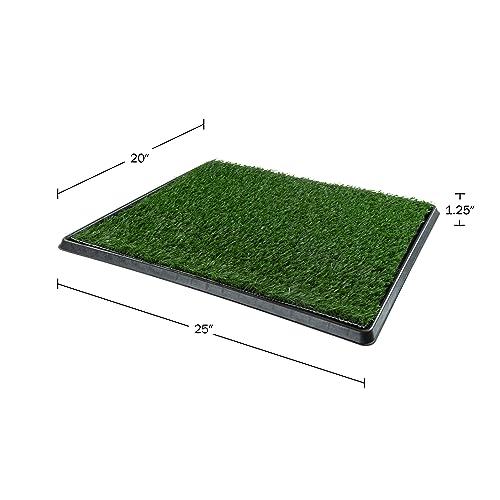 Artificial Grass Puppy Pee Pad for Dogs and Small Pets - 20x25 Reusable 3-Layer Training Potty Pad with Tray - Dog Housebreaking Supplies by PETMAKER