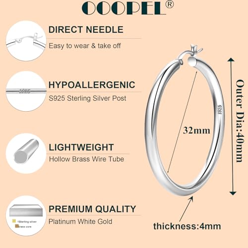 4mm Thick Gold Chunky Earrings Steling Silver Post Hoops Earrings For Women Hollow Tube Hoops Earrings Thick Gold Hoop Earrings Hypoallergenic Lightweight Gold Hoop Large Earrings 20/30/40/50/60MM