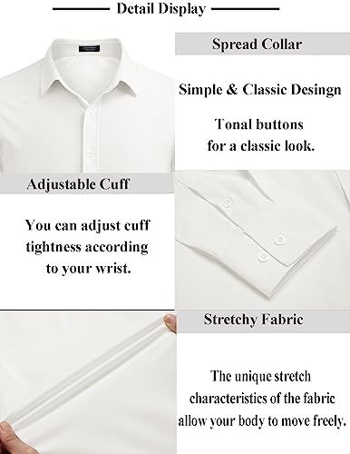 COOFANDY Men's Business Dress Shirts Wrinkle Free Long Sleeve Regular Fit Dress Shirt Textured Casual Button Down Shirts