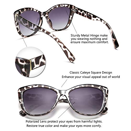 FEISEDY Polarized Vintage Sunglasses American Womens Square Jackie O Cat Eye Sunglasses B2451