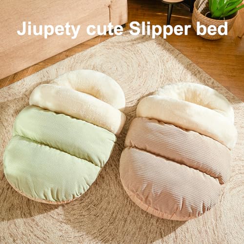 Jiupety Cat Bed for Indoor Cats, Slipper Cat Bed Cave, Cute Covered Cat Bed, Cozy Soft Pet Bed for Cat and Dog, Anti Slip Warm Kitten Bed House Cave, Enveloping Pet House Nest, L 25lbs,Camel