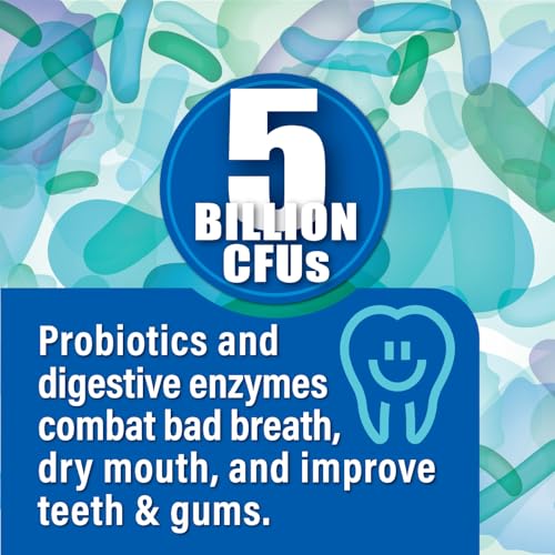 Oral Probiotics for Mouth Bad Breath 5 Billion CFU – Chewable Dental Probiotic for Teeth and Gums & Fresh Breath, Combats Dry Mouth, Halitosis & Supports Gut Health, 30 Mint Tablets