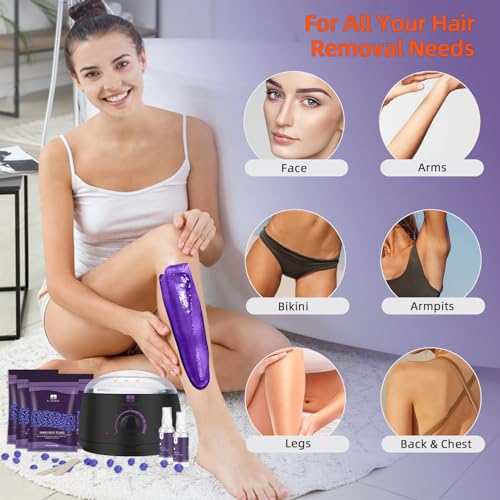 BLITZWAX Waxing Kit Black Wax Hair Removal Kit for Women and Men Hard Wax Kit for Bikini, Brazilian, Leg, Armpit, Sensitive Skin Wax Warmer Kit with 28 Accessories for Home, Salon