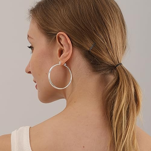 4mm Thick Gold Chunky Earrings Steling Silver Post Hoops Earrings For Women Hollow Tube Hoops Earrings Thick Gold Hoop Earrings Hypoallergenic Lightweight Gold Hoop Large Earrings 20/30/40/50/60MM