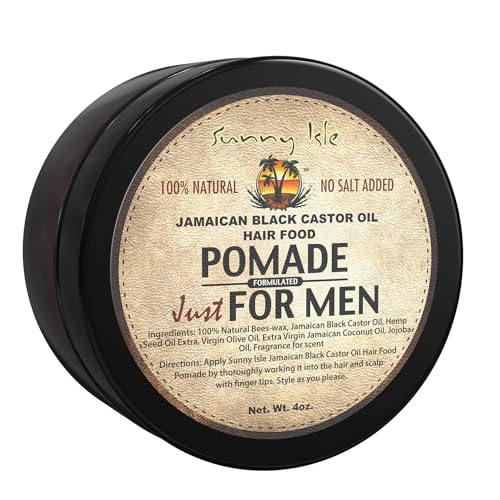 Sunny Isle Jamaican Black Castor Oil Hair Food Pomade For Men, 4 oz | For Dry Scalp, Hair Breakage, Growth Stimulation, Frizz Control & Dandruff