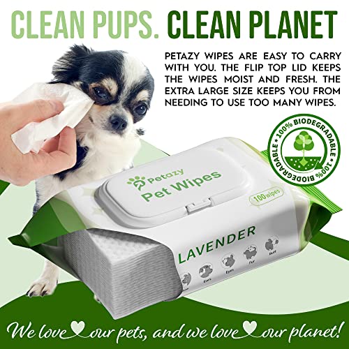 400 Dog Wipes for Paws and Butt Ears Eyes | Organic Pet Wipes for Dogs | Lavender Scented Dog Wipes Cleaning Deodorizing | Extra Thick Paw Wipes for Dogs Cats Pets | Bonus Glove Wipes Included