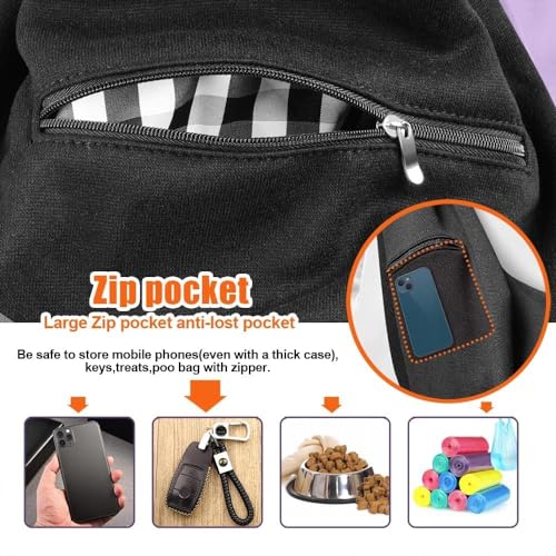 Tomkas Small Dog Sling Carrier - Adjust. Strap & Zip Pocket - Suitable for Puppies (Black)