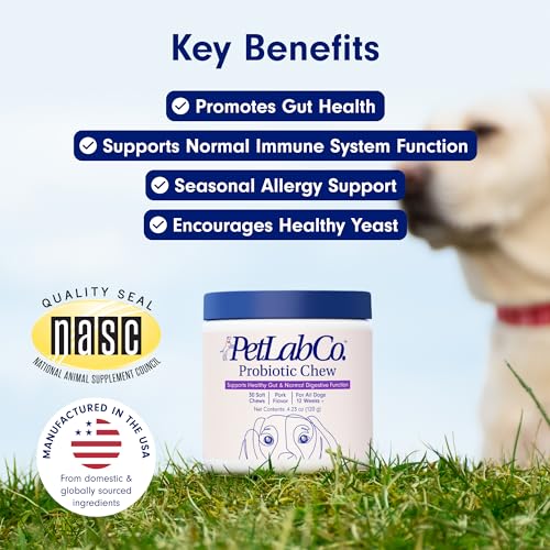 PetLab Co. Probiotics for Dogs, Support Gut Health, Diarrhea, Digestive Health & Seasonal Allergies - Pork Flavor - 30 Soft Chews - Packaging May Vary