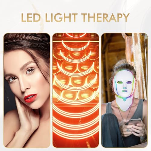 7 Colors LED Face Mask Light Therapy, Led Face Mask Light Therapy At Home, Blue Red Light Therapy Mask for Face