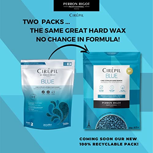 Cirepil Blue 400g Unscented All-Purpose Wax Beads - Perfect for Sensitive Skin, Easy Removal Peel-Off Texture, Fluid Gel, NO STRIP NEEDED