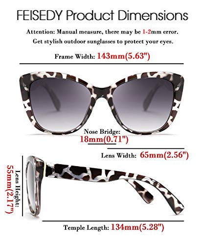 FEISEDY Polarized Vintage Sunglasses American Womens Square Jackie O Cat Eye Sunglasses B2451