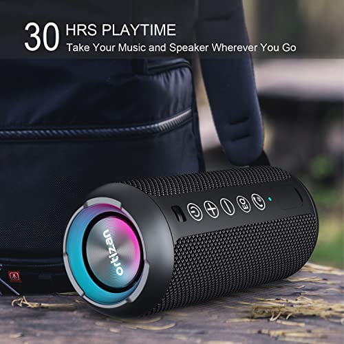 Ortizan Portable Bluetooth Speakers, IPX7 Waterproof Wireless Speaker with 24W Loud Stereo Sound, Deep Bass, Bluetooth 5.3, RGB Lights, Dual Pairing, 30H Playtime for Home, Outdoor, Party