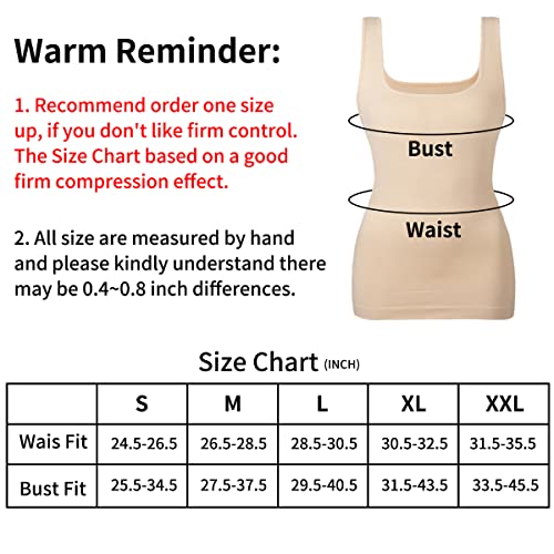 EUYZOU Women's Tummy Control Shapewear Tank Tops Seamless Square Neck Compression Tops Slimming Body Shaper Camisole