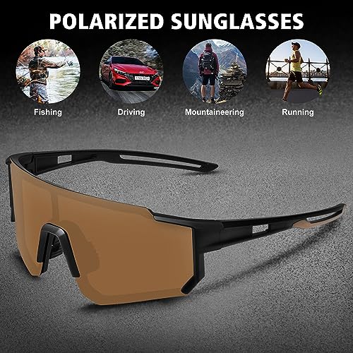 STORYCOAST Polarized Sports Sunglasses for Men Women,Driving Fishing Cycling Mountain Bike Sunglasses UV400 Protection