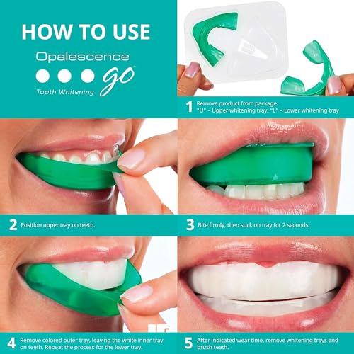 Opalescence Go 15- Prefilled Teeth Whitening Trays - 15% Hydrogen Peroxide - (10 Treatments) Made by Ultradent Products. Teeth Whitening Kit -Mint - 5194-1