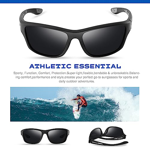 Polarized Sports Sunglasses for Men: UV400 Protection Glasses Womens Wrap Around Goggles for Driving Fishing