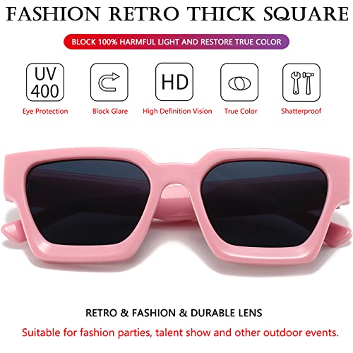 AIEYEZO Square Sunglasses for Women Men Square Thick Frame Sun Glasses Simple Designer Style Shades