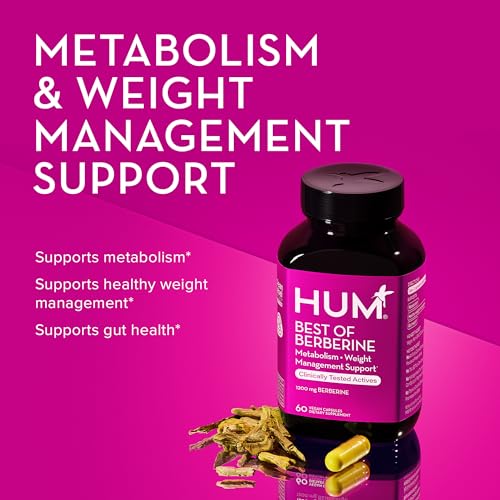 HUM Best of Berberine 1200mg - Pure Potency for Healthy Cholesterol Support & Weight Management, Enhanced with BioPerine for Maximum Nutrient Absorption. 30 Day Supply