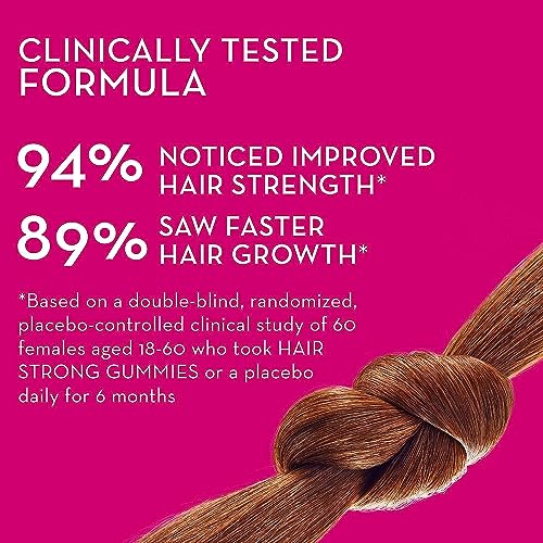 HUM Hair Strong - Daily Gummies with Biotin to Combat Hair Loss & Thinning - Fo Ti, Folic Acid, Zinc, Vitamin B12 & PABA to Support Healthy Hair, Skin and Nails (90-Day Supply)