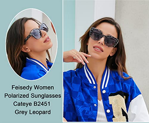 FEISEDY Polarized Vintage Sunglasses American Womens Square Jackie O Cat Eye Sunglasses B2451