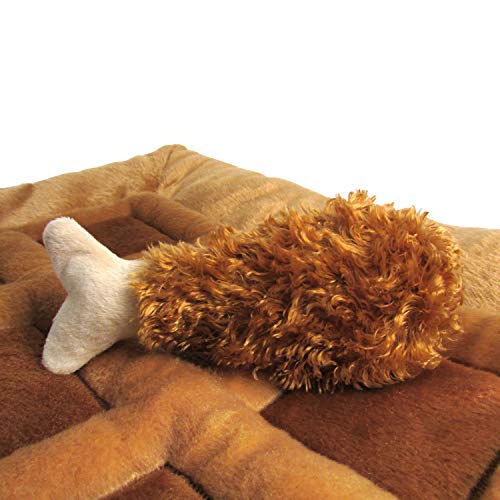 TONBO Soft Plush Small Cute and Cozy Chicken and Waffles Dog Cat Bed, Chicken Crinkle Toy Included, Washer and Dryer Friendly (Brown)