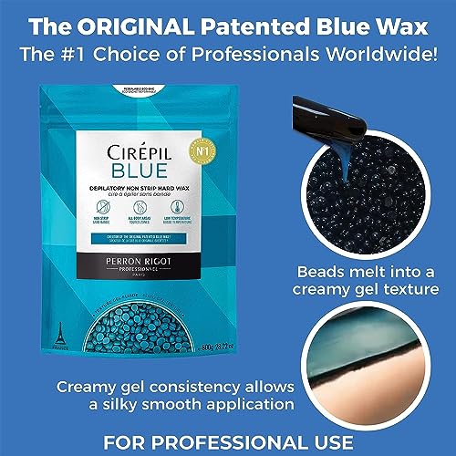 Cirepil Blue 400g Unscented All-Purpose Wax Beads - Perfect for Sensitive Skin, Easy Removal Peel-Off Texture, Fluid Gel, NO STRIP NEEDED