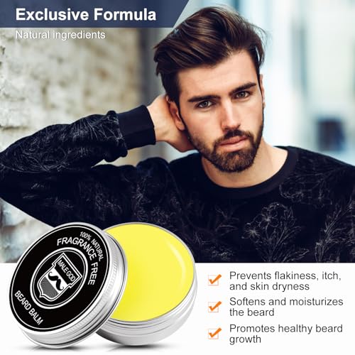 Beard Growth Kit - Beard Kit for Men W/Handmade Beard Growth Oil, Beard Balm, Handmade Beard Comb, Beard Kit for Spot/Patchy Beard, Anniversary &Birthday Gifts for Men Him Boyfriend Husband Dad