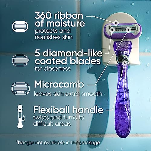 Gillette Venus Extra Smooth Swirl Razors for Women , 1 Razor , 4 Razor Blade Refills , Flexiball Handle a Close , Shave