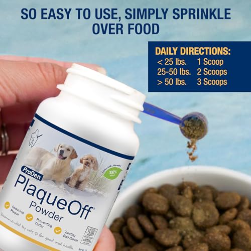 ProDen PlaqueOff Powder for Pets - Cat & Dog Breath Freshener - Plaque & Tartar Remover for Pet Oral Care - 60g