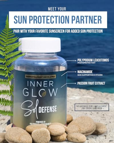 Inner Glow Sol Defense Gummies - Dermatologist and Plastic Surgeon developed to fight photoaging, Polypodium Leucotomos and Niacinamide