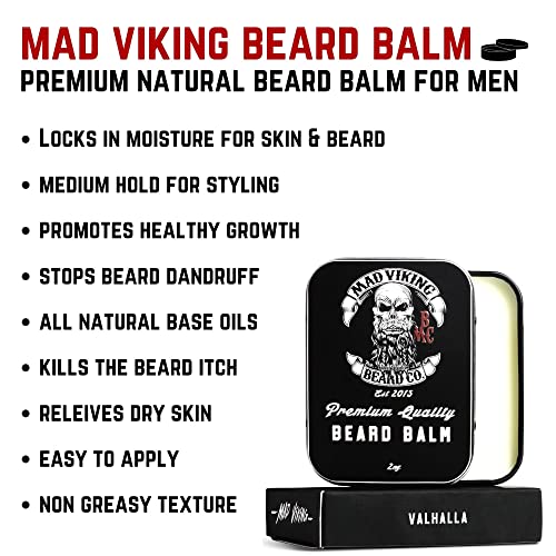 Mad Viking Beard Co. Beard Balm for Men - All Natural Ingredients, Handmade and Cruelty-Free, Medium to Heavy Hold, Maintain and Manage Beard Hair, Made in the USA (Odin’s Rök, 2oz Beard Balm)