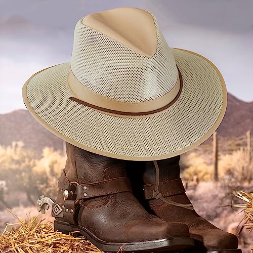 Henschel Aussie Mesh Breezer Hat - Packable Sun Protection for Outdoor Activities. Ideal for Hiking, Fishing & Camping.